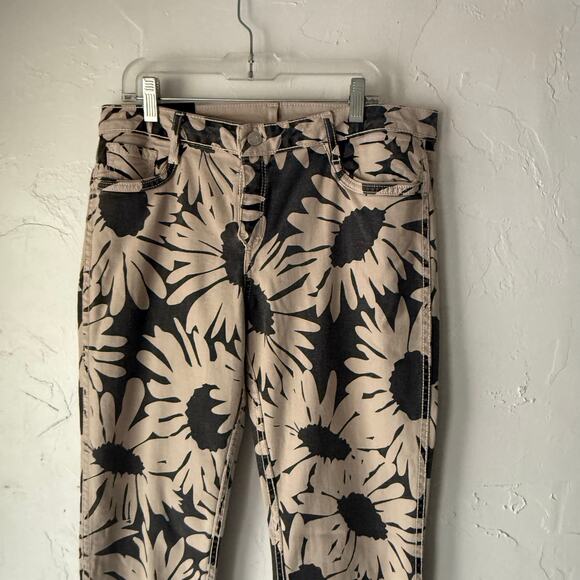 Bleulab Reversible Skinny Jeans Floral Beige‎ Black Print Size 28 Y2K Statement - Picture 2 of 9